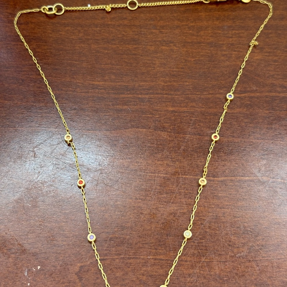 Elegant Gold Necklace with Multicolor Accents
